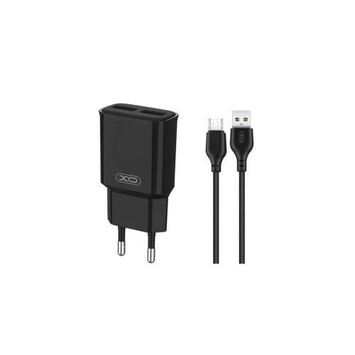 Зарядное устройство XO L92C (2USB/2.4A) + USB - MicroUSB Чорний (XO-L92C-M)