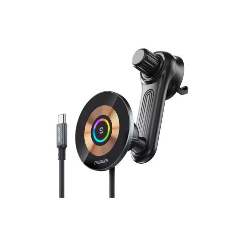 Универсальный автодержатель Essager Arpege 15W Magnetic Wirless Car Charger with Phone Holder Function (Rotate Version) Black (EZJCX-GY01B-Z)