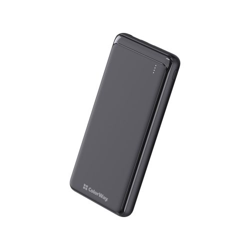 Батарея универсальная ColorWay 10 000 mAh Slim (USB QC3.0 + USB-C Power Delivery 18W) Black (CW-PB100LPG3BK-PD)