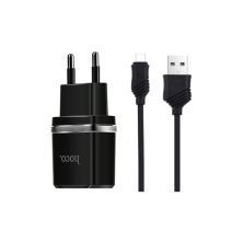 Зарядное устройство HOCO C12 Smart dual USB (Micro cable)charger set Black (6957531064114)