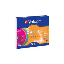 Диск DVD Verbatim 4.7Gb 16X Slim case 5 шт Color (43557)