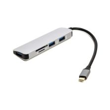 Концентратор USB Type-C to 3*USB 3.0 Ports + TF/SD Card Reader PowerPlant (CA912100)