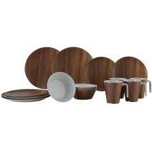 Набір туристичного посуду Gimex Tableware Nature 16 Pieces 4 Person Wood (6913100)