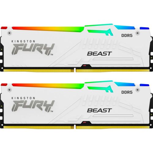 Модуль памяти для компьютера DDR5 32GB (2x16GB) 5600 MHz FURY Beast White RGB Kingston Fury (ex.HyperX) (KF556C36BWEAK2-32)