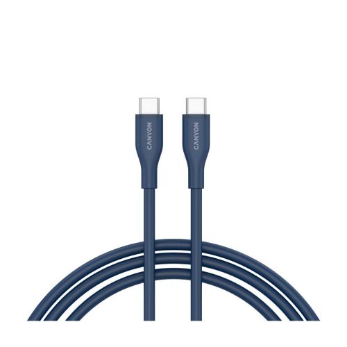 Дата кабель USB-C to USB-C 1.0m CC60SC10 60W Silicon Dark blue Canyon (CNS-CC60SC10DB)