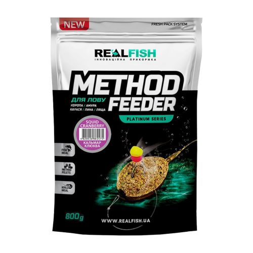 Прикормка Real Fish_ТОВ Method Feeder Кальмар-Журавлина 0.8kg (809.00.12)