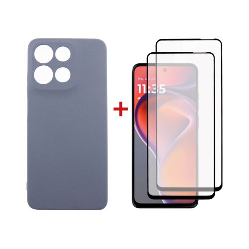 Чехол для мобильного телефона Dengos Motorola G15/G15 Power Carbon + glass 2pcs (Grey) (DG-CTG2P-17)