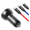 Зарядное устройство Baseus Digital Display Dual USB 4.8A Car Charger 24W+Three Primary Colors 3-in-1 Cable 1.2m (TZCCBX-0G) - Изображение 2