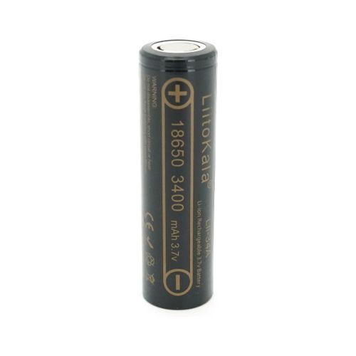 Акумулятор 18650 3400mah (3250-3350mah), 3.7V(2.75-4.2V), Black Liitokala (Lii-34A)