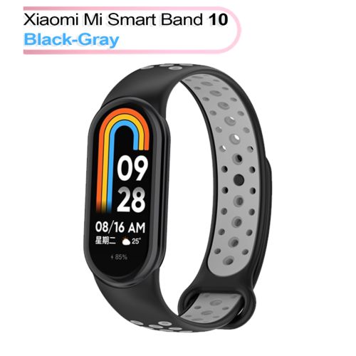 Ремешок для фитнес браслета BeCover Vents Style для Xiaomi Mi Smart Band 10 Black-Gray (713628)