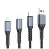 Дата кабель USB 2.0 AM to Lightning + Micro 5P + USB-C 1.2m 100W nylon black XoKo (SC-3100) - Изображение 1