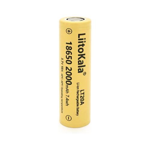 Акумулятор 18650 2000mah (1900-2000mah), 3.7V(2.75-4.2V), Yellow Liitokala (Lii-LT20A)
