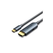 Кабель мультимедийный USB-C to HDMI M 1.5m 4K60Hz + USB-C F power gray Vention (ABLHG)