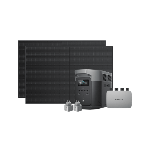 Комплект енергонезалежності EcoFlow PowerStream - мікроінвертор 600W + зарядна станція Delta Max 2000 + 2 x 400W стаціонарні сонячні панелі
